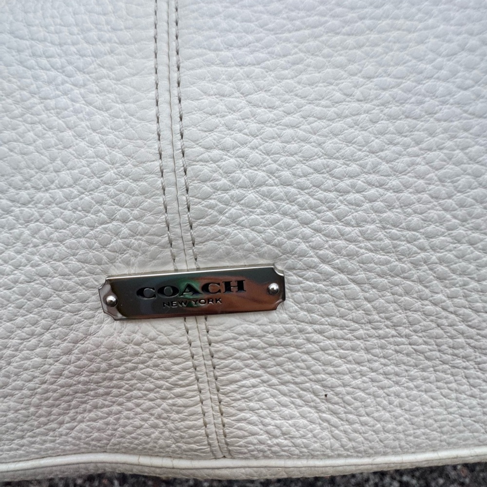 Coach Pebbled Leather Studded Tote Shoulder Bag Ivory F31286 - Picture 7 of 10